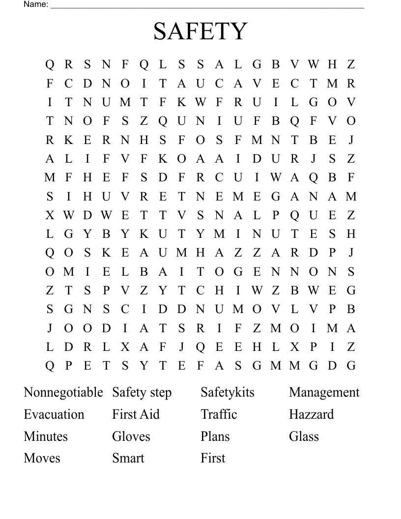 SAFETY Word Search