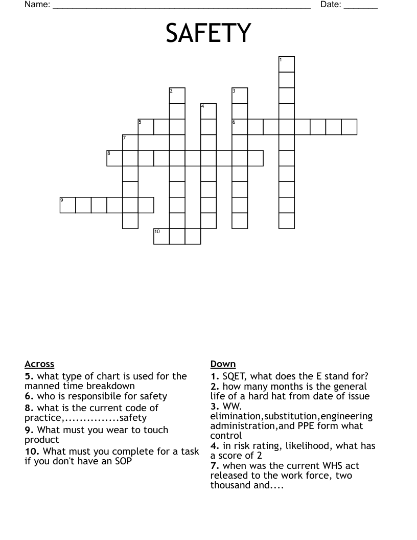 SAFETY Crossword