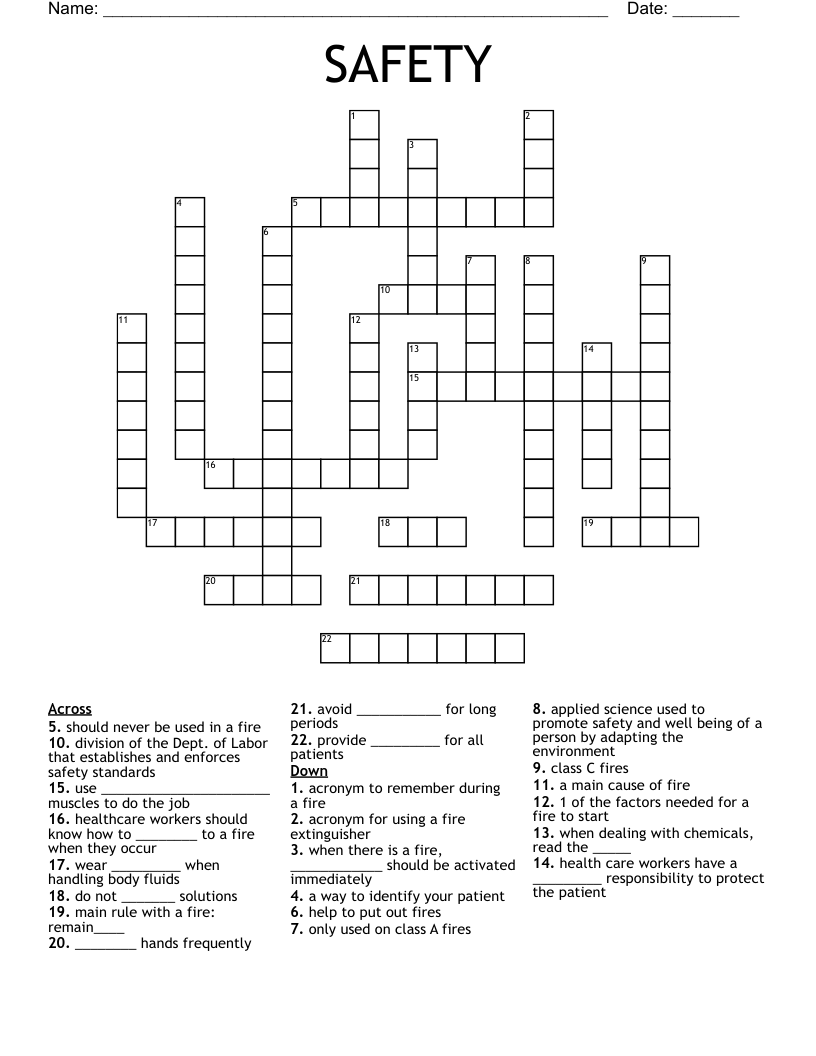 SAFETY Crossword