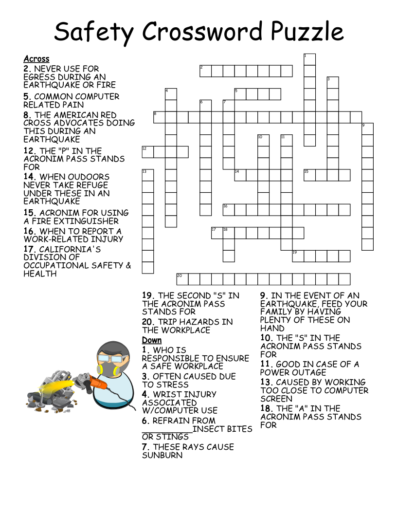 Safety Crossword Puzzle
