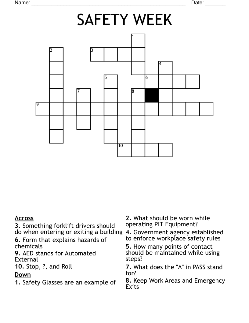 SAFETY WEEK  Crossword
