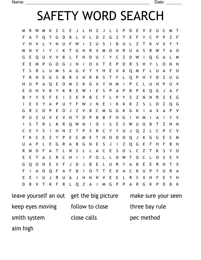 SAFETY WORD SEARCH