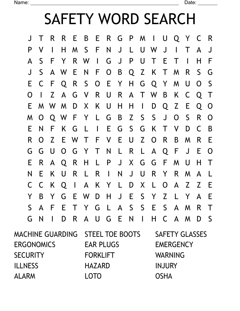SAFETY WORD SEARCH