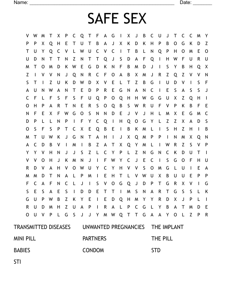 SAFE SEX Word Search