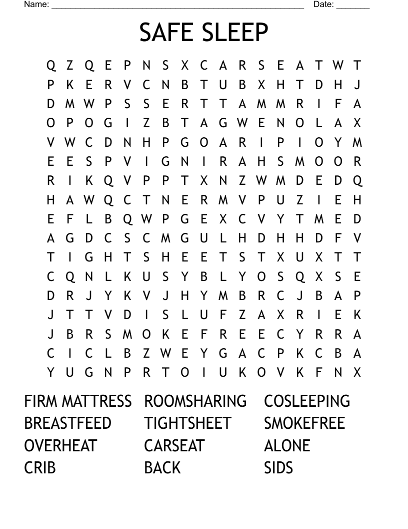 SAFE SLEEP Word Search