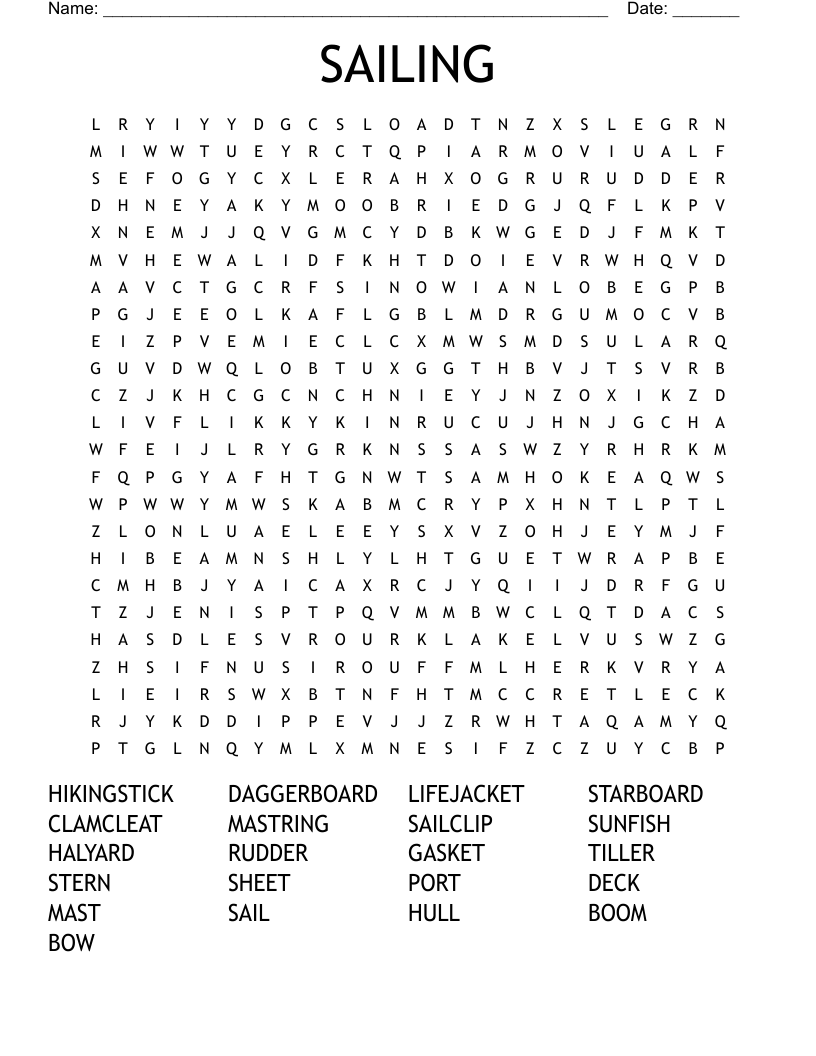 SAILING Word Search