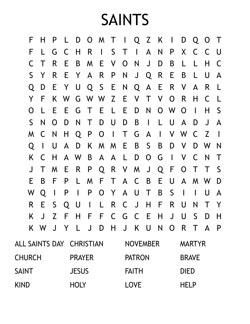 SAINTS Word Search