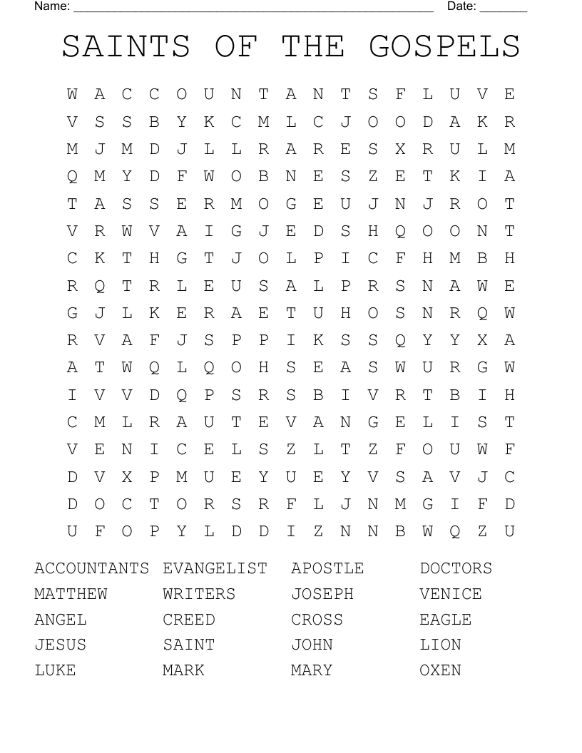 SAINTS OF THE GOSPELS Word Search
