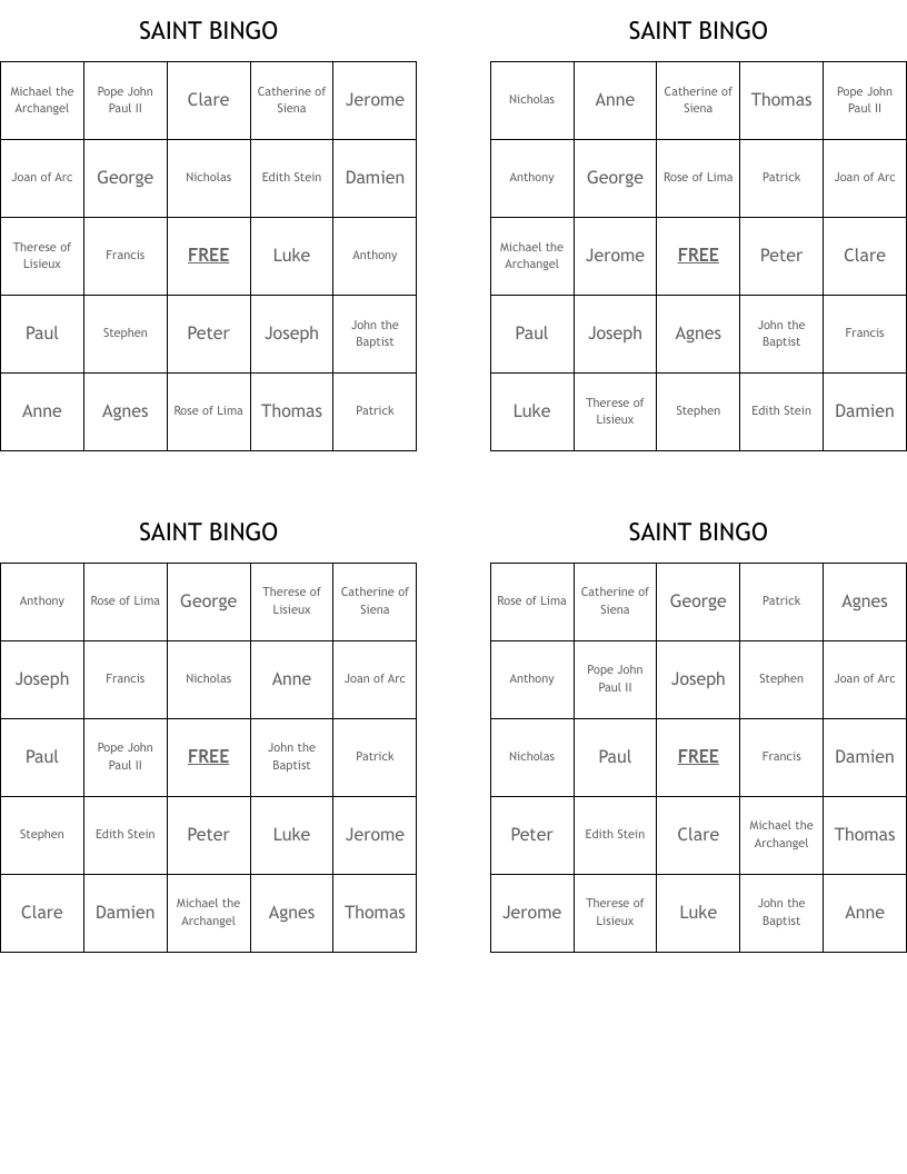 SAINT BINGO