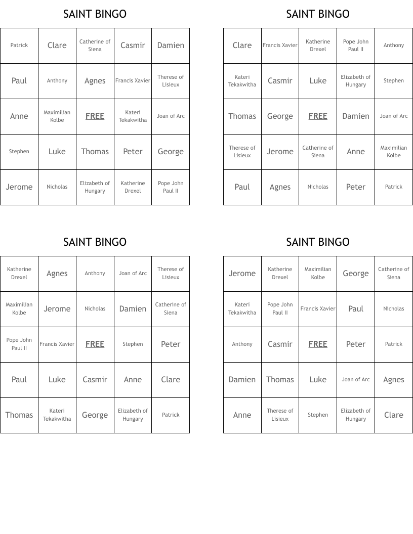 SAINT BINGO