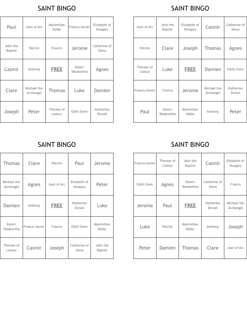 SAINT BINGO