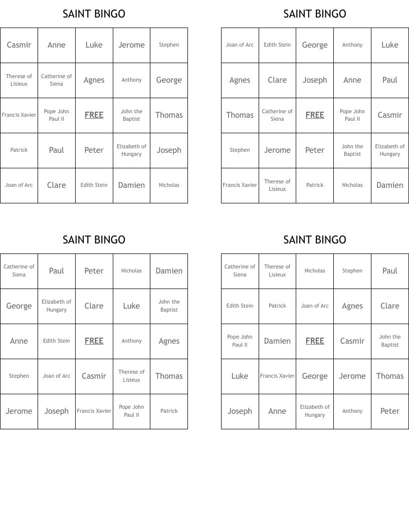 SAINT BINGO