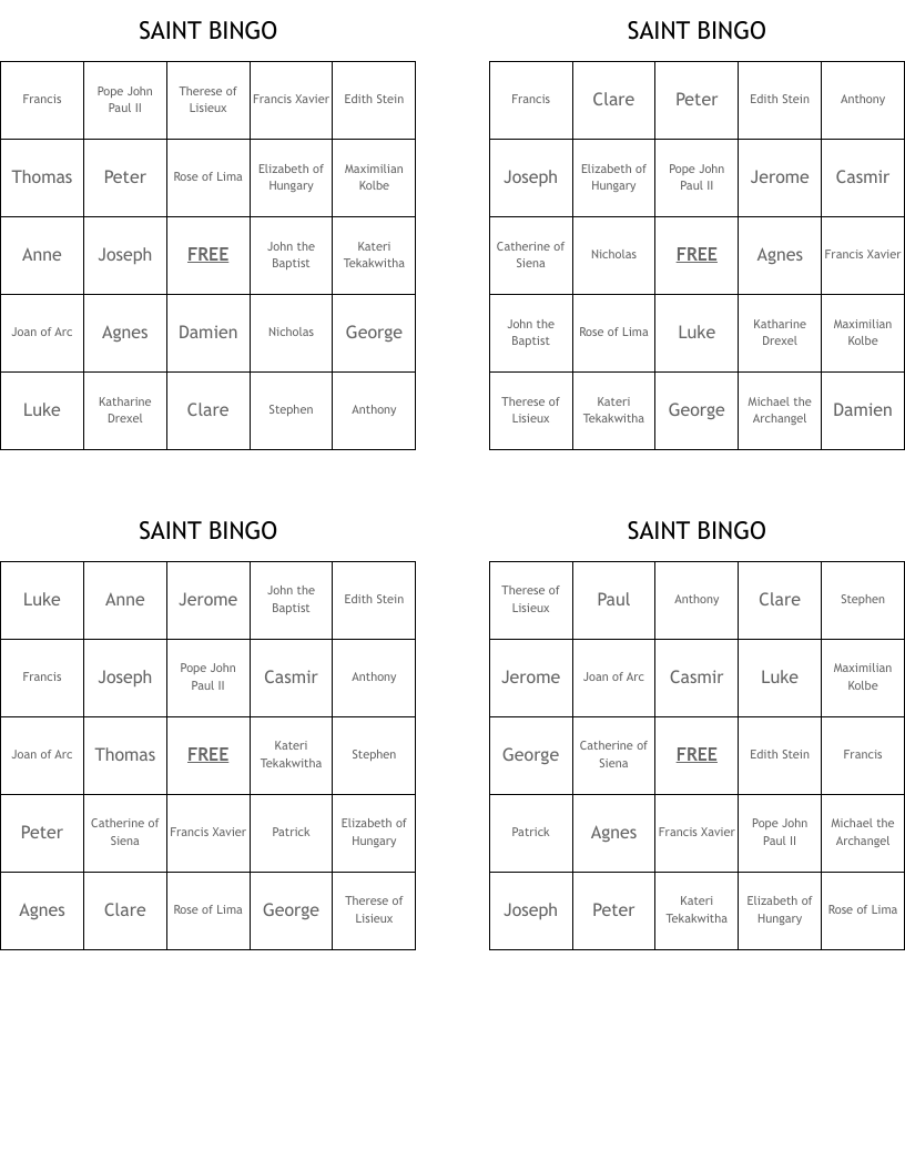 SAINT BINGO