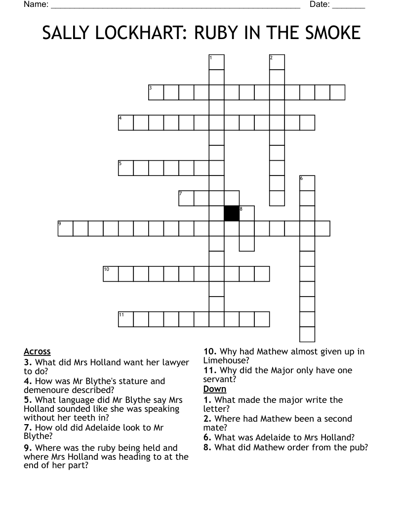 SALLY LOCKHART: RUBY IN THE SMOKE Crossword