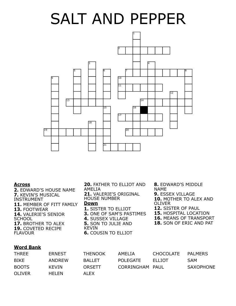SALT AND PEPPER Crossword