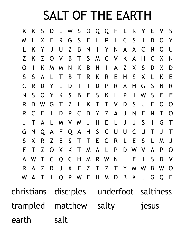 SALT OF THE EARTH Word Search