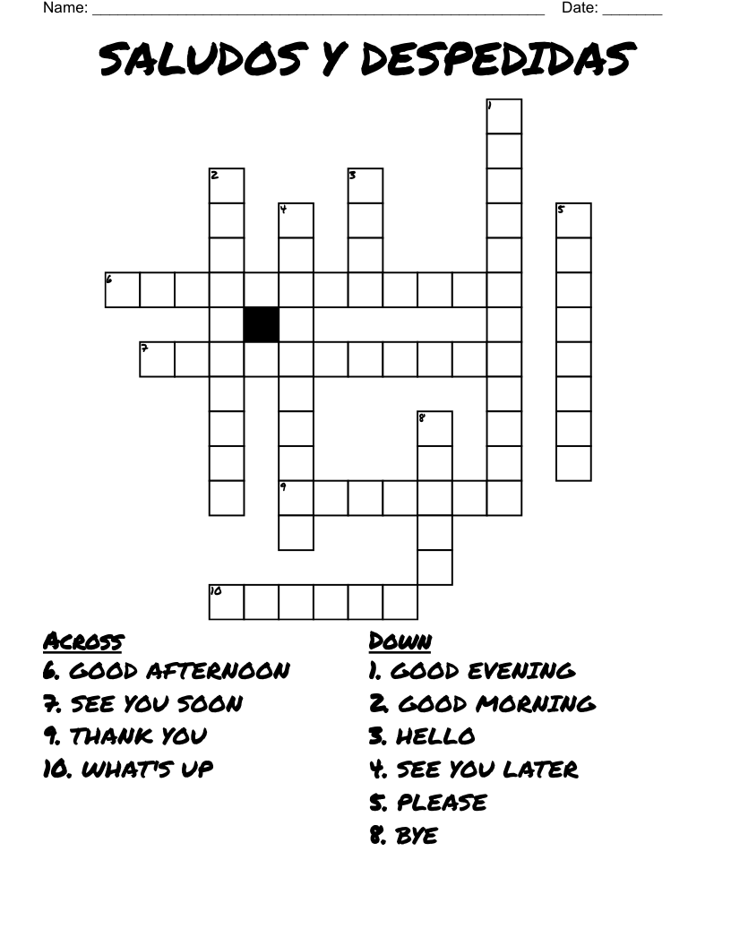 SALUDOS Y DESPEDIDAS Crossword