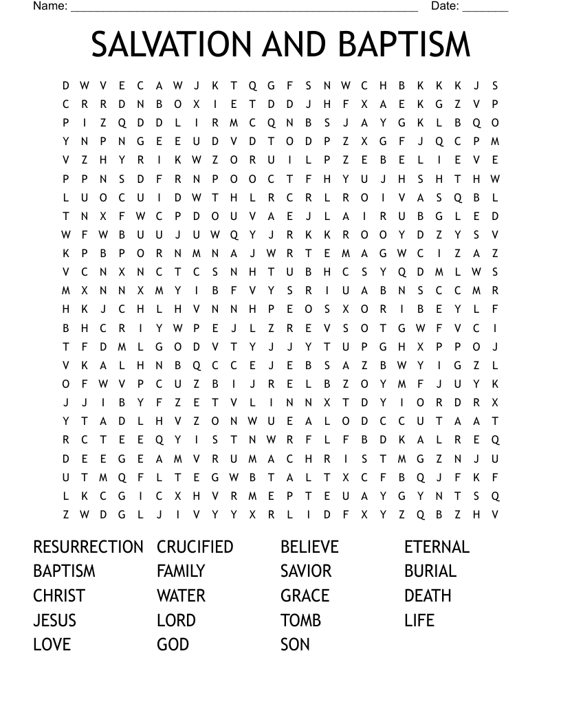 SALVATION AND BAPTISM Word Search