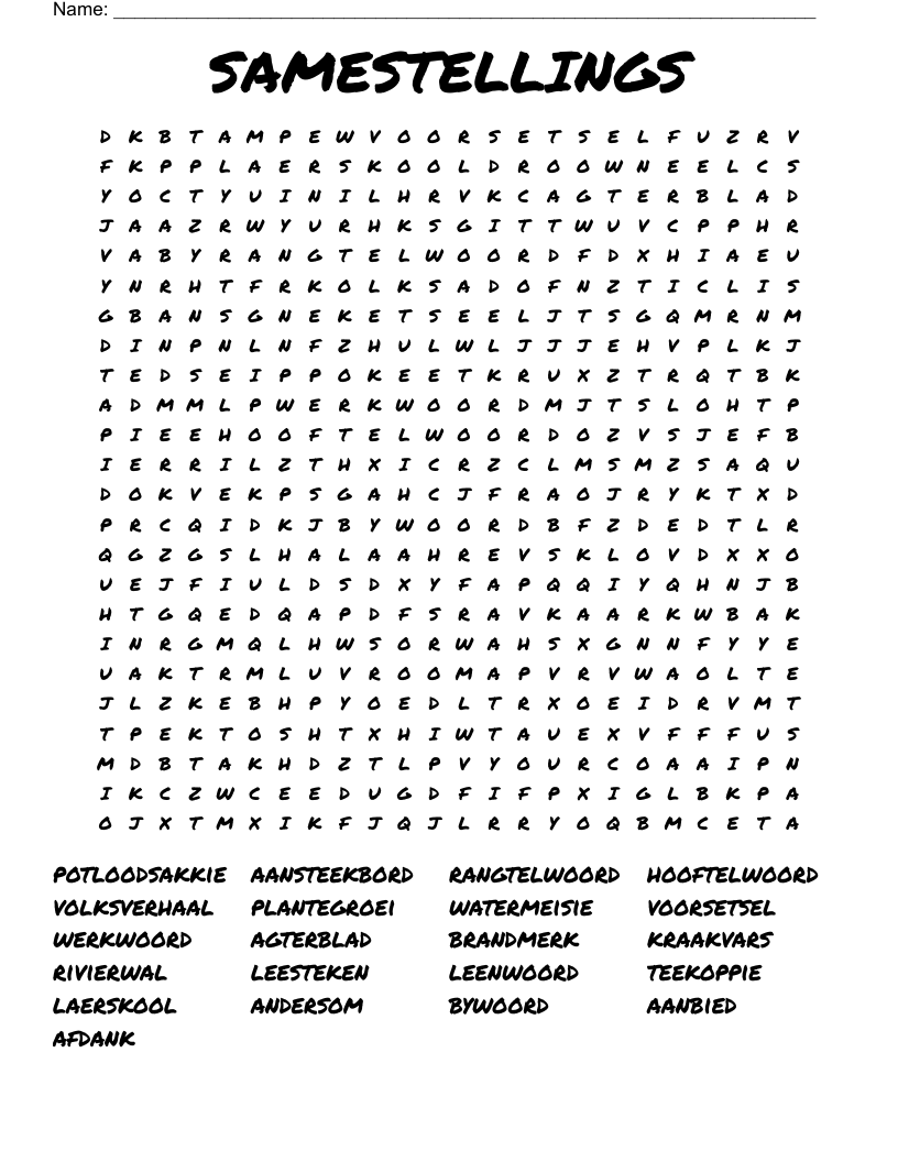 SAMESTELLINGS Word Search