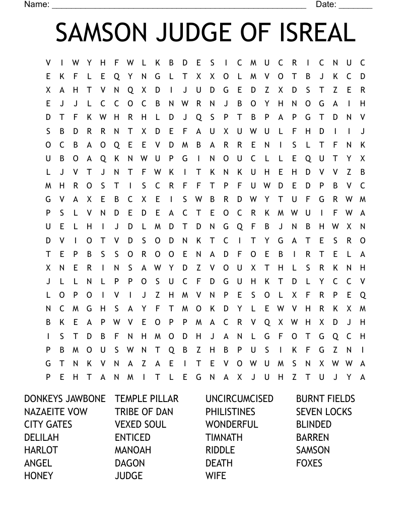 SAMSON JUDGE OF ISREAL Word Search