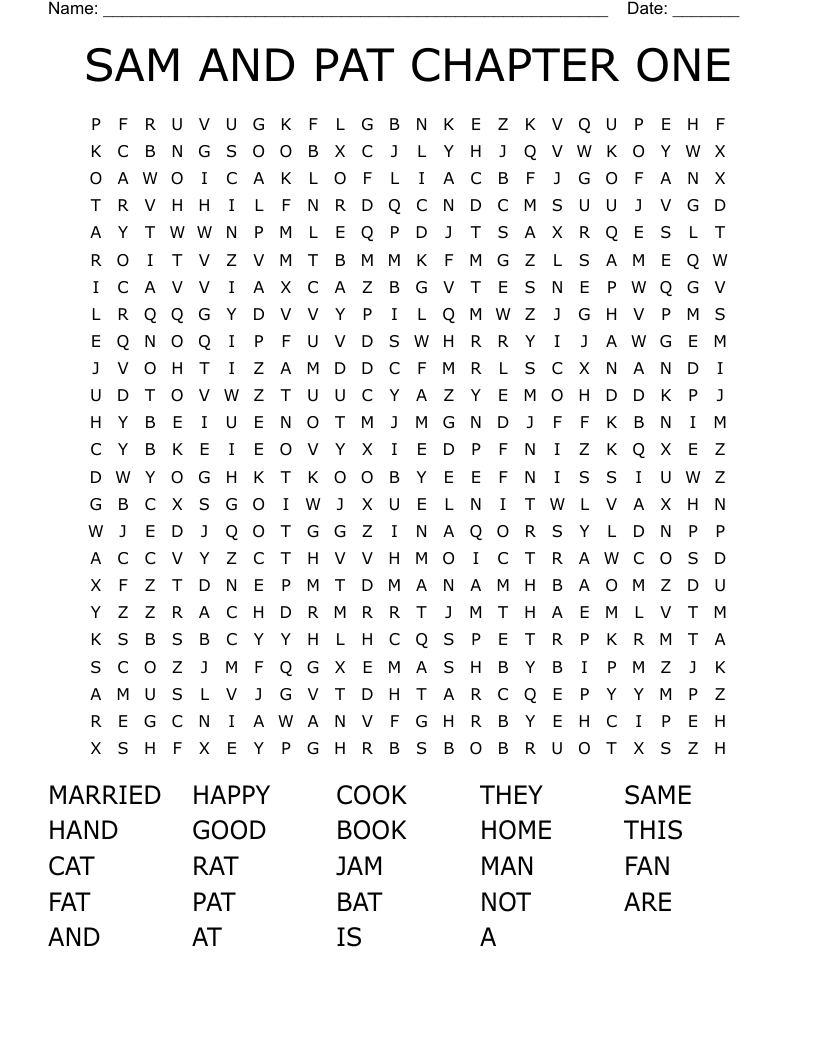 SAM AND PAT CHAPTER ONE Word Search