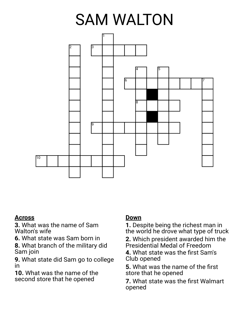 SAM WALTON Crossword