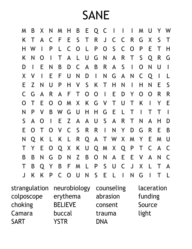 SANE Word Search