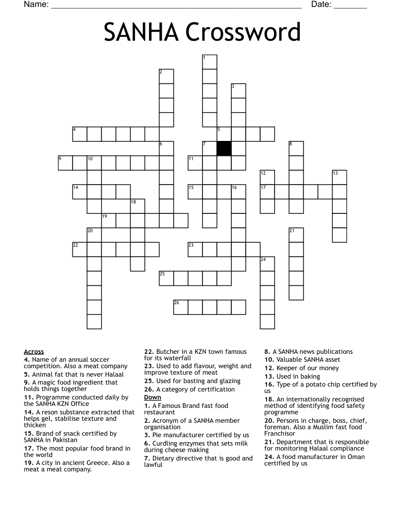 SANHA Crossword