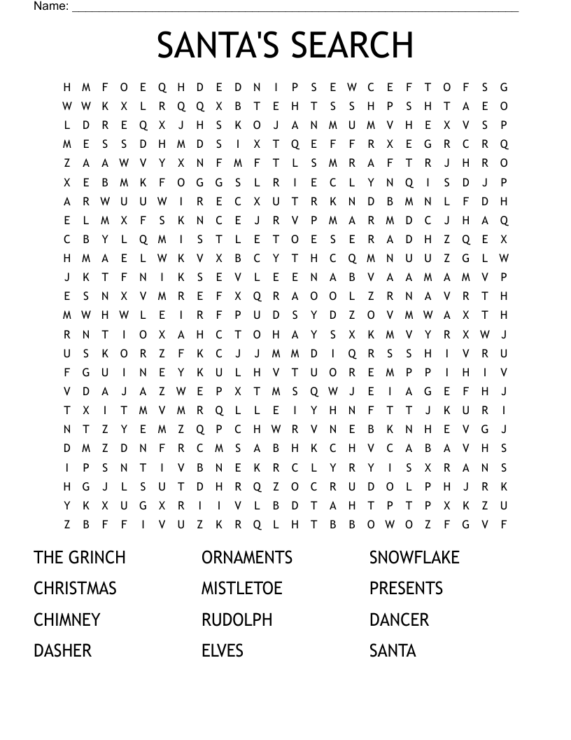 SANTA'S SEARCH Word Search