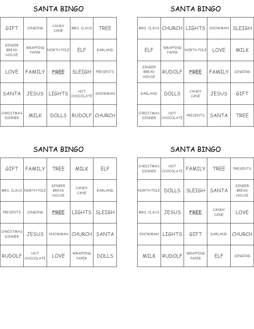 SANTA BINGO