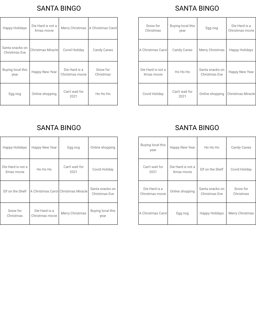 SANTA BINGO 