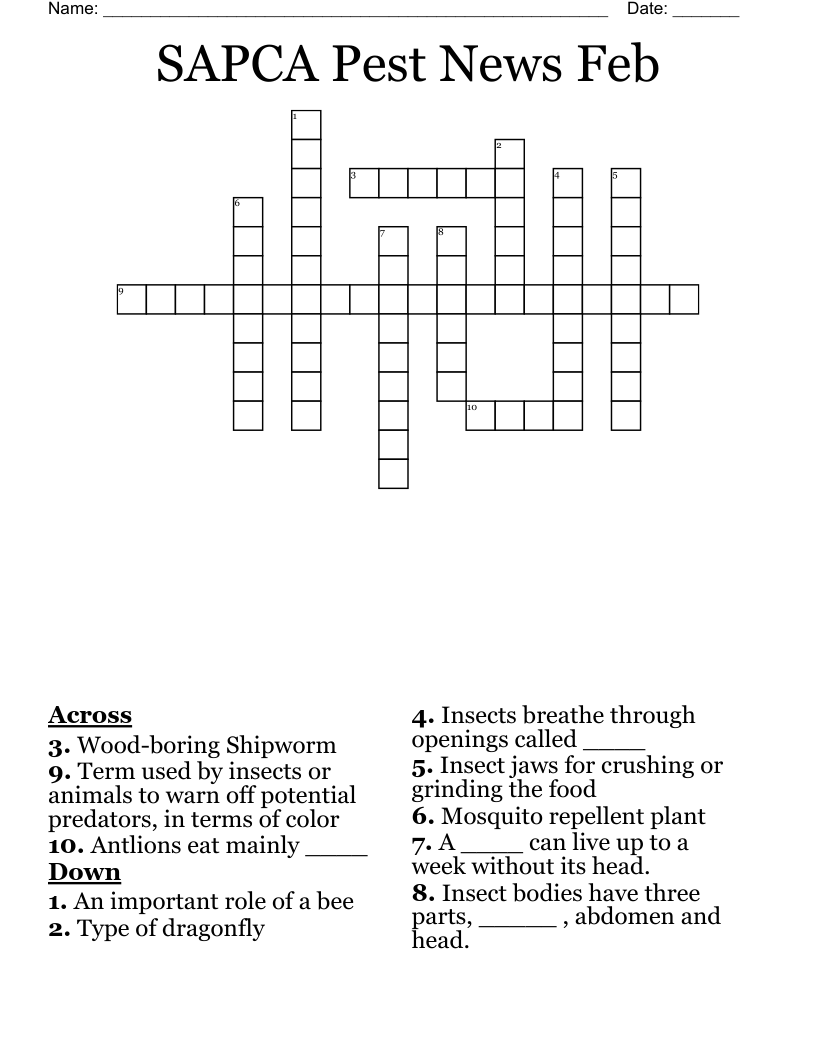 SAPCA Pest News Feb  Crossword