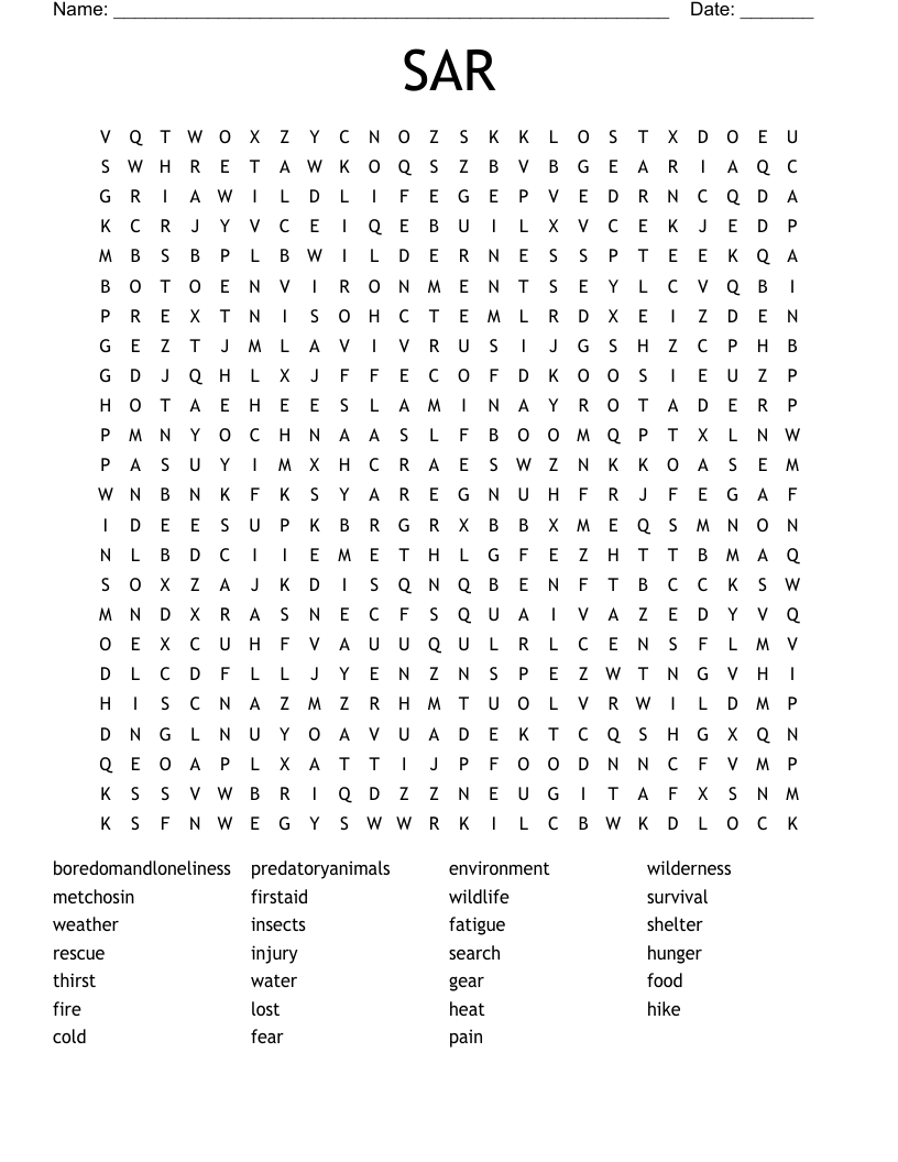 SAR Word Search