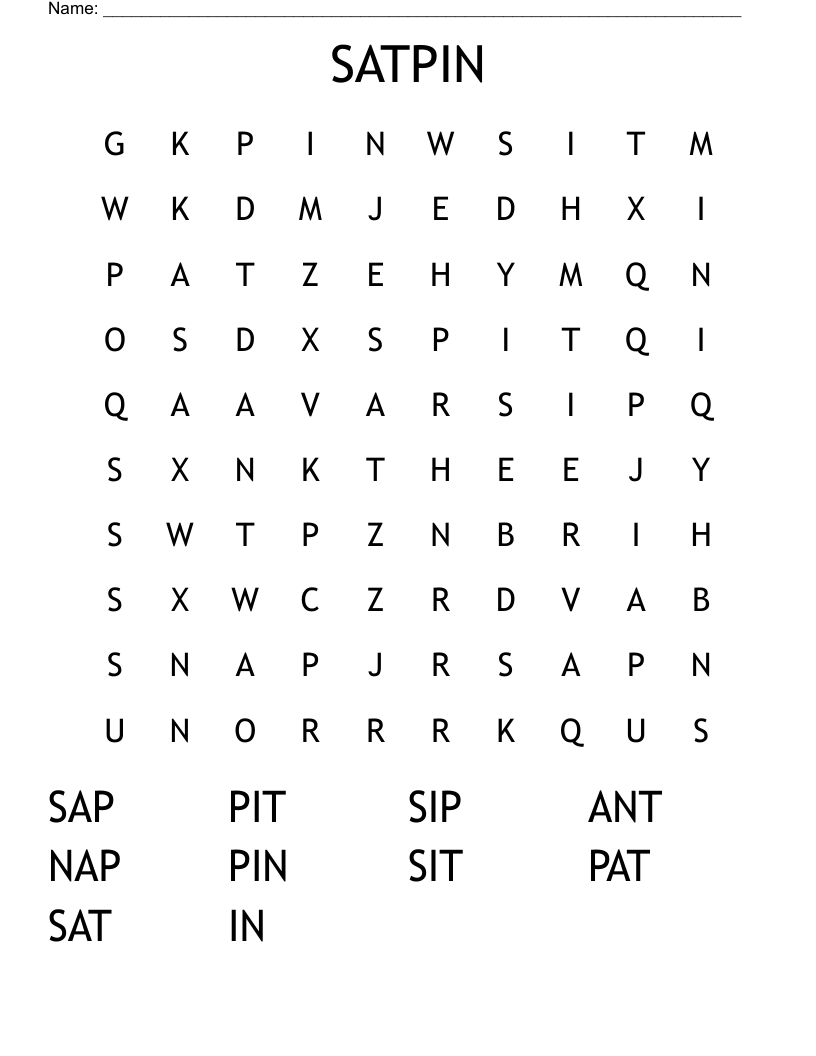 SATPIN Word Search