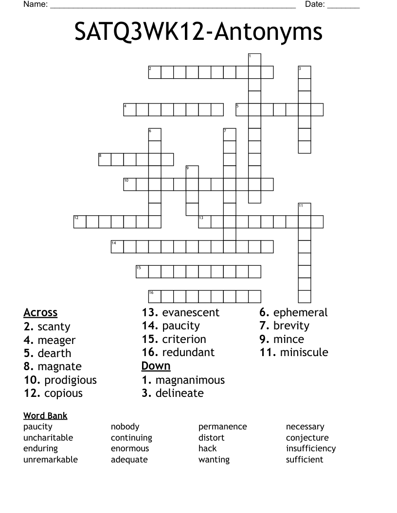 SATQ3WK12-Antonyms Crossword