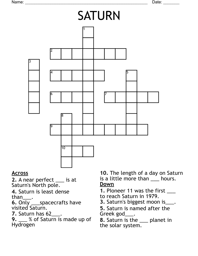 SATURN Crossword