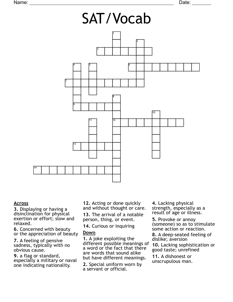SAT/Vocab Crossword