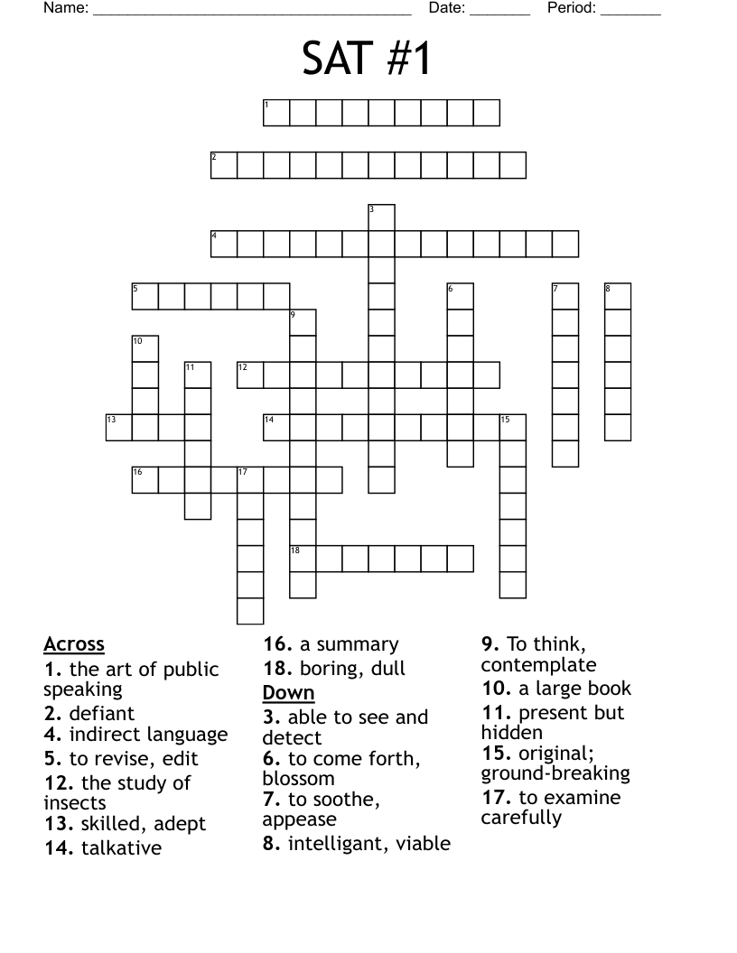 SAT #1 Crossword