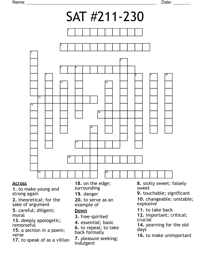 SAT #211-230 Crossword