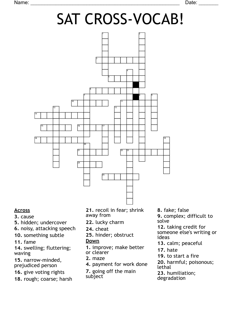 SAT CROSS-VOCAB! Crossword