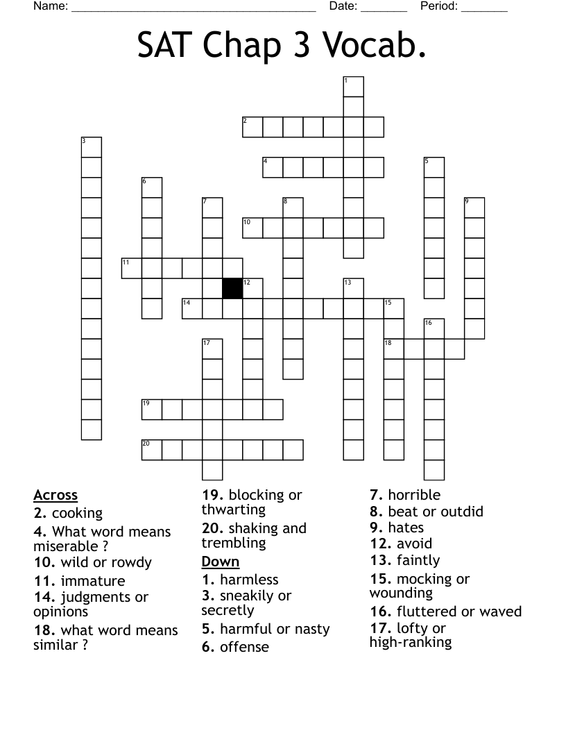 SAT Chap 3 Vocab. Crossword