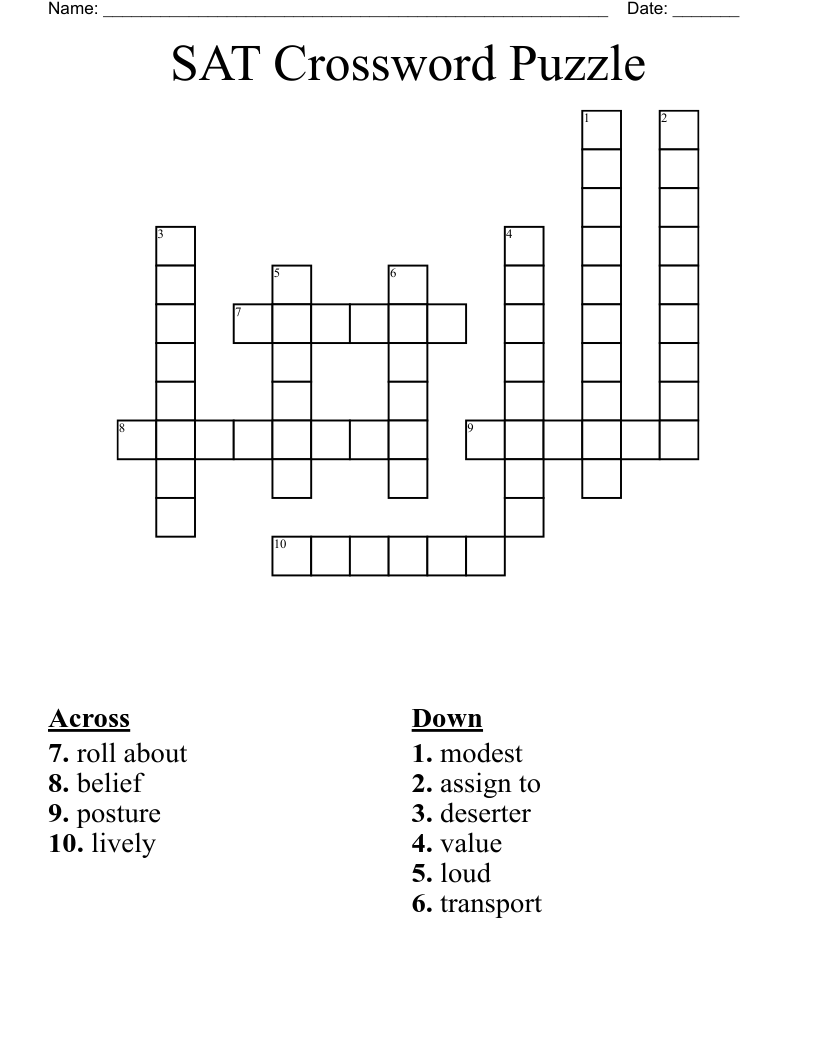 SAT Crossword Puzzle