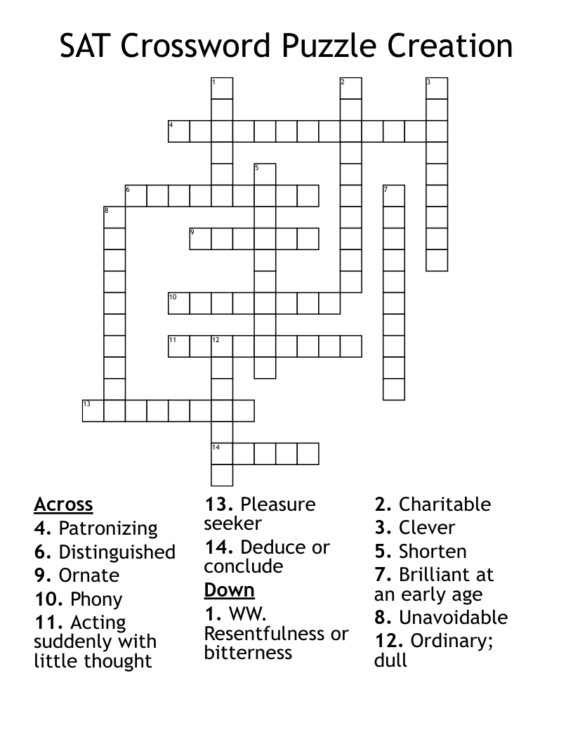 SAT Crossword Puzzle Creation