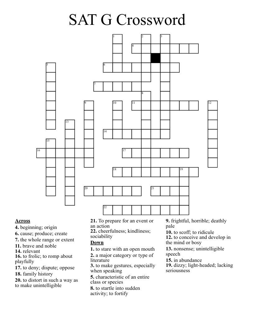 SAT G Crossword 