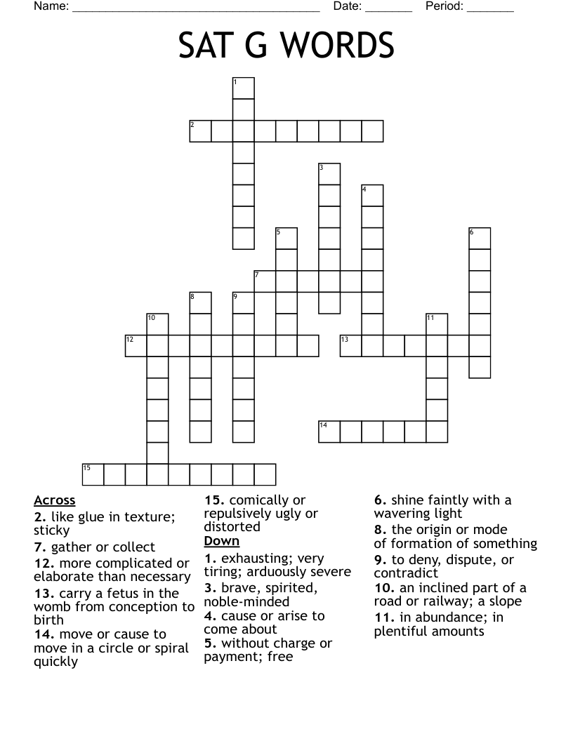 SAT G WORDS Crossword