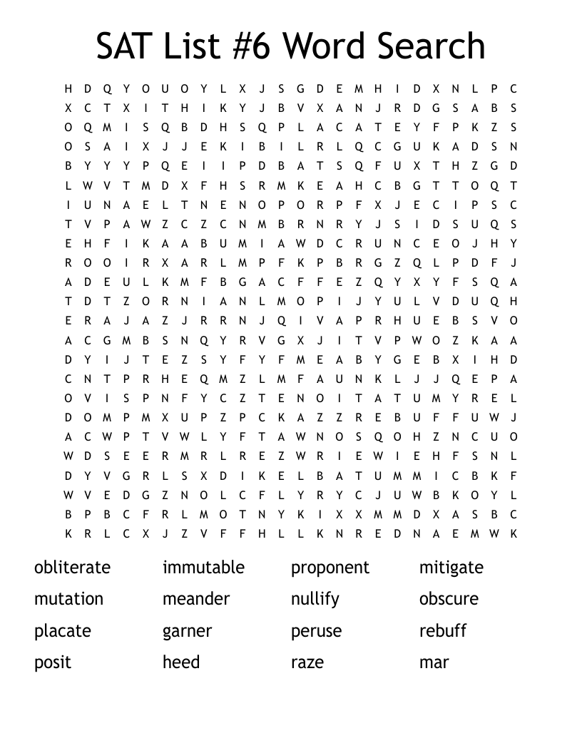 SAT List #6 Word Search