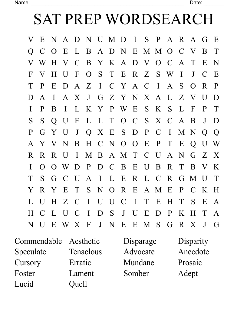 SAT PREP WORDSEARCH