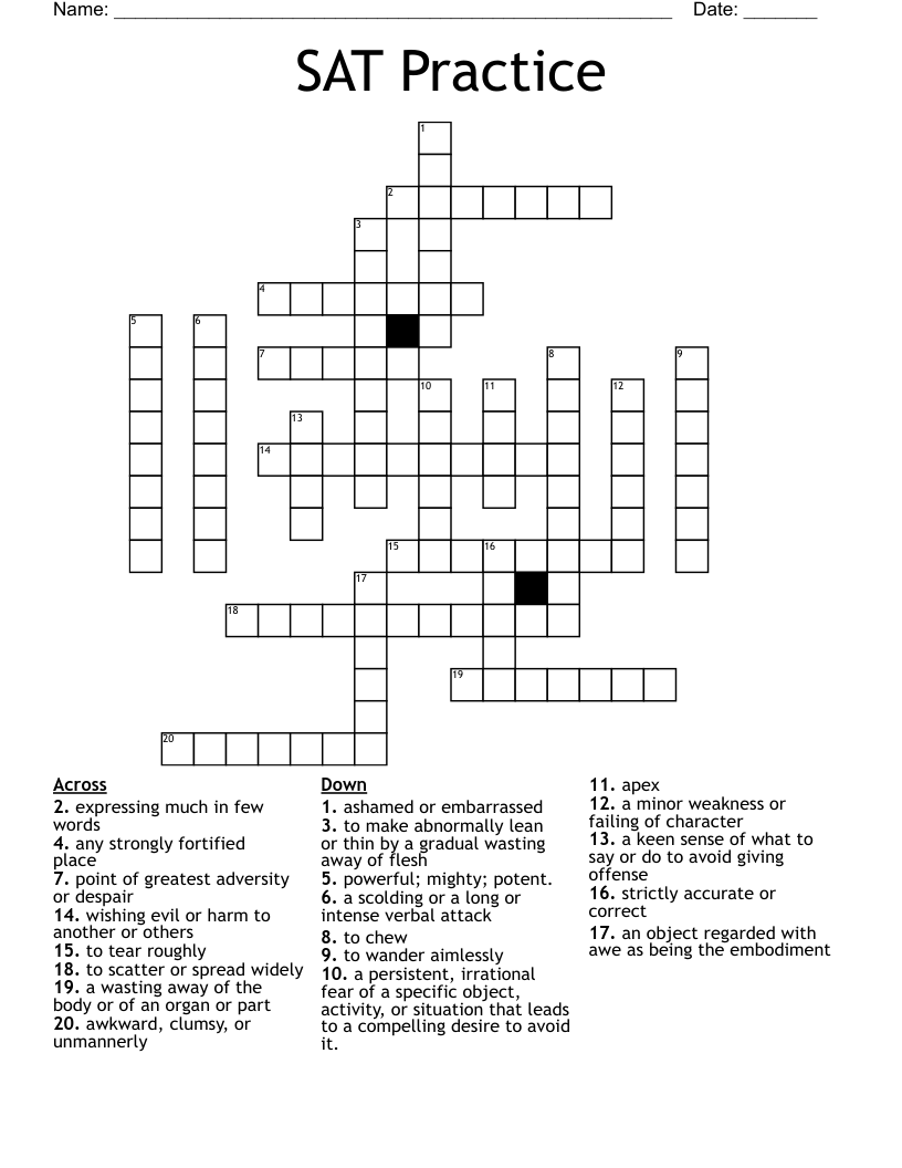 SAT Practice Crossword