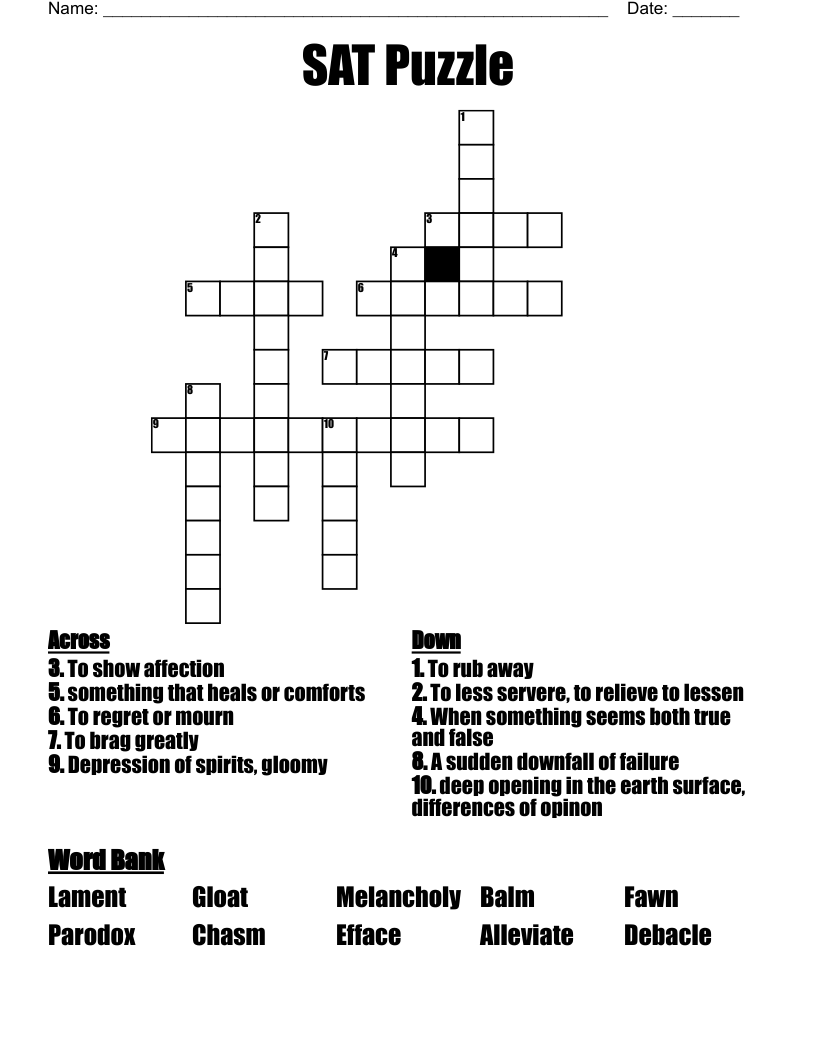 SAT Puzzle  Crossword