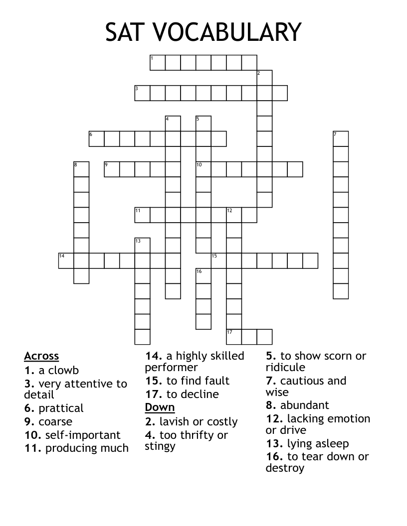 SAT VOCABULARY Crossword